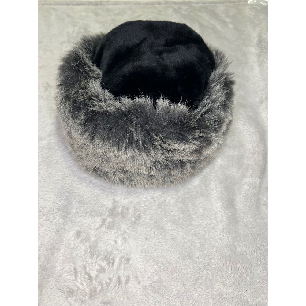 Gilly Forge London Womens Faux Fur Pillbox Hat Quilted Lining Black Grey OS